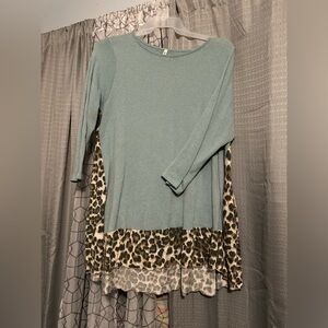 Seafoam and cheetah sweater